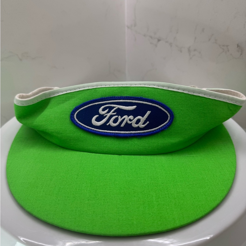 Vintage Ford Logo Visor Neon Green USA Made Stylemaster